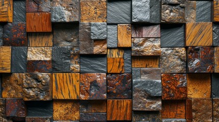 Seamless Abstract Brown Wooden Glazed Glossy Deco Glamour Mosaic