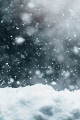 Obraz premium Dense snowfall up close shot of the snow some blurry in the background, scary, horror aesthetic.