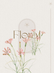 Floral background with beautiful isolated flowers and leaves