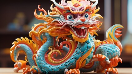 Naklejka premium Cute Colorful Chinese Dragon