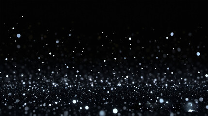 Dark background with lots of silver glitter lights and bokeh effects