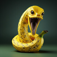 Banana snake. Ai generative art