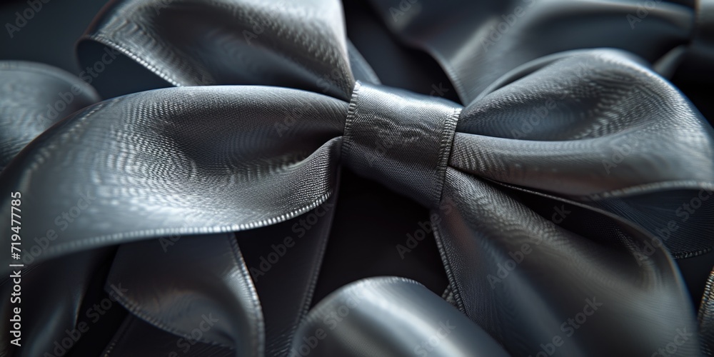 Aufkleber A close-up view of a silver bow on a sleek black background. This image can be used for various occasions and themes