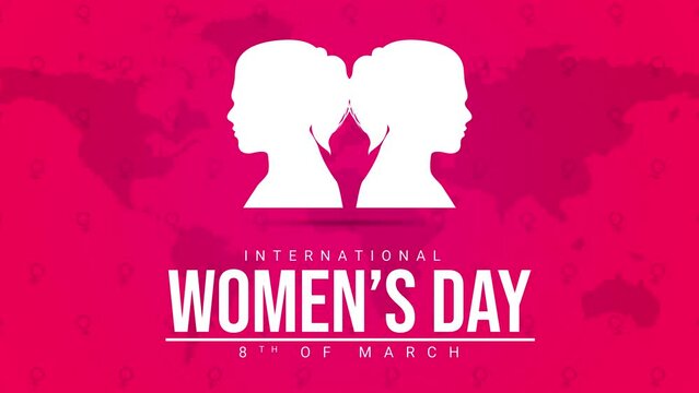 International women's day typography animation. Celebrating the day of women's rights. March 8