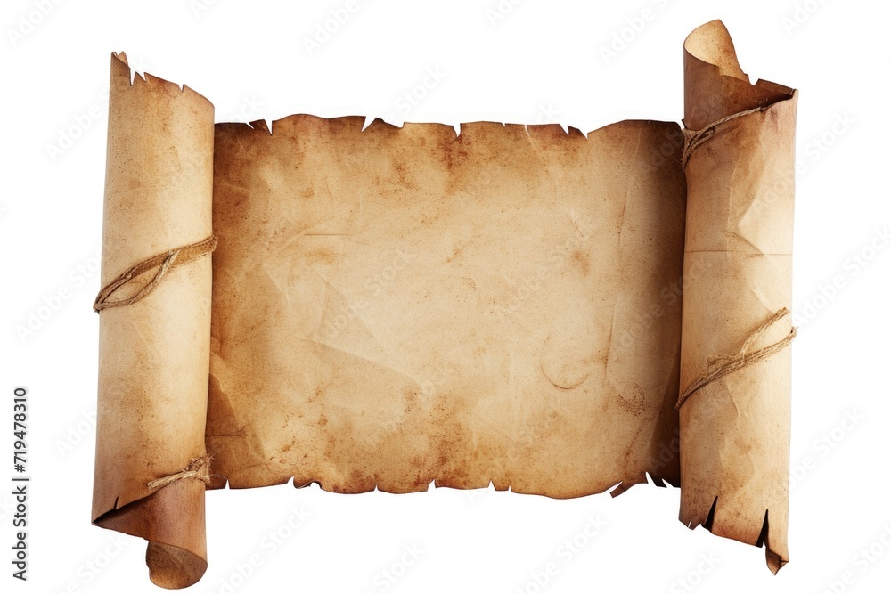 Poster A piece of old paper with a rope wrapped around it. Can be used as a background or texture for vintage or rustic themed designs