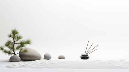 Minimalist Zen Garden on White