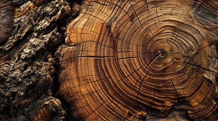 Seamless Top View of Engraved Wood Grain on Tree Trunk Texture
