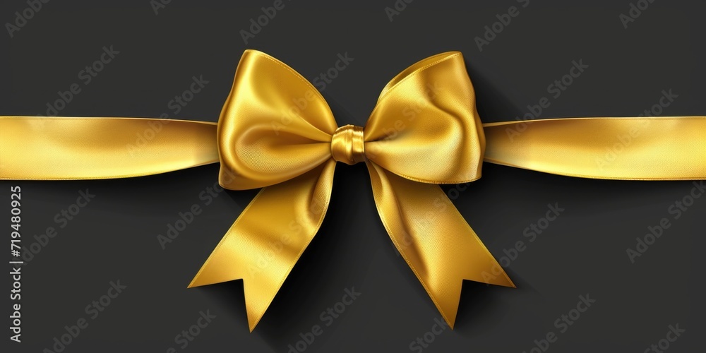 Poster a stunning gold bow on a sleek black background. perfect for adding a touch of elegance and sophisti