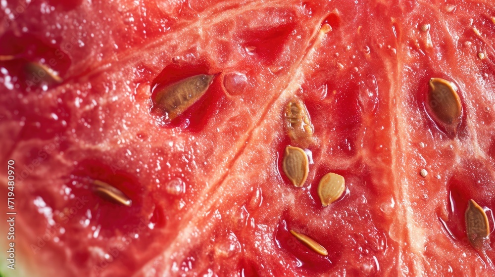 Poster a close up view of a juicy slice of watermelon. perfect for refreshing summer themes and healthy lif