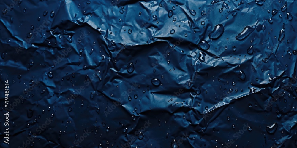 Aufkleber water droplets captured in close-up on a vibrant blue surface. versatile image suitable for various 