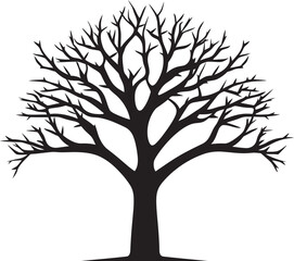 Dusky Dalliance Detailed Black Vector Tree SketchLunar Lullaby Elegant Vector Art of Black Trees