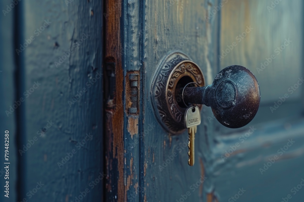 Poster close-up shot of a wooden door handle. versatile image for various applications