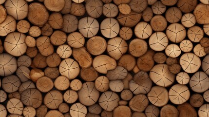 a background composed of cut logs, showcasing the intricate details and textures of the wood. SEAMLESS PATTERN. SEAMLESS WALLPAPER.