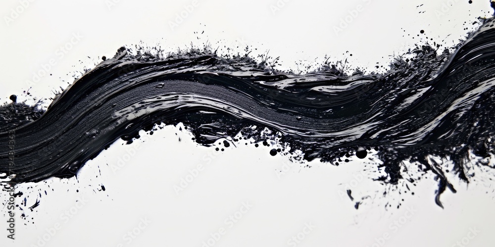 Poster A striking black and white image capturing a wave of paint. This picture can be used to add a dynamic and artistic touch to various design projects