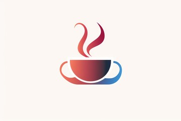 Elegant coffee cup logo in HD, featuring sleek vectors, minimalistic charm, simplicity in design, and vivid colors, isolated on white solid background