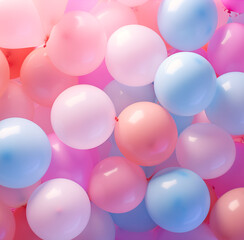 Multicolored pastel  balloons , celebration, happy birthday and new years blue, red, magenta, pink