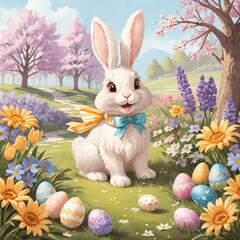 Celebrate the joy of Easter with our delightful illustrated greeting card!