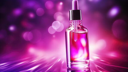Obraz na płótnie Canvas Glass bottle containing pink liquid. Suitable for various purposes