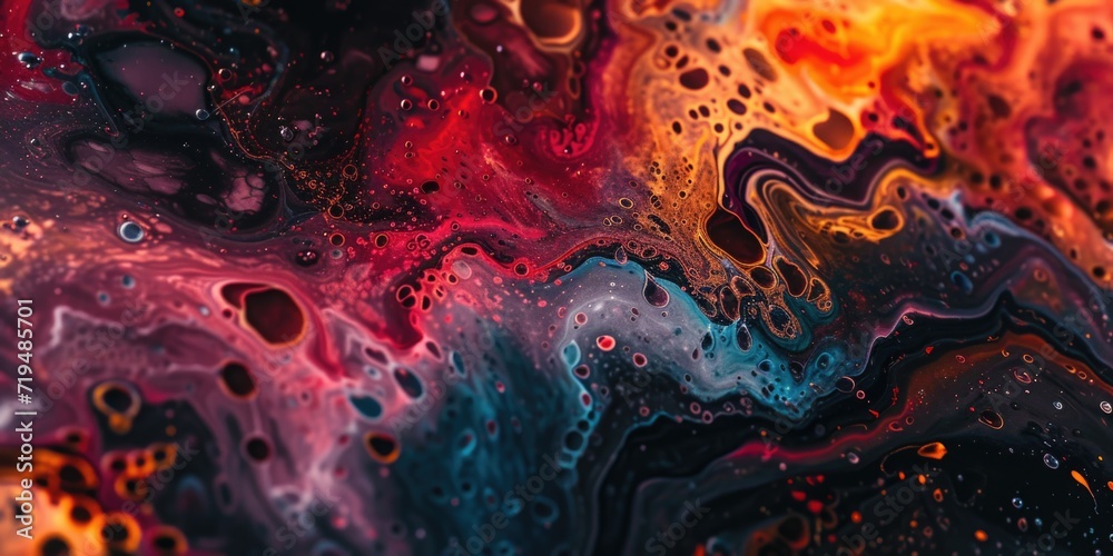 Poster A detailed view of a liquid painting on a surface. This versatile image can be used for various artistic and creative projects