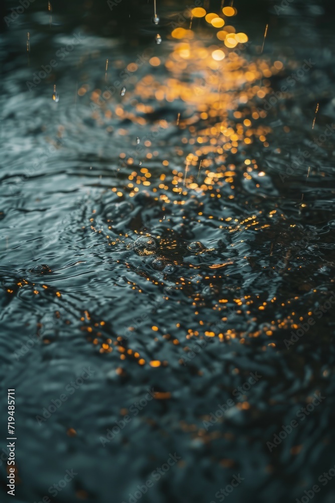 Aufkleber A close-up view of water with mesmerizing lights in the background. Perfect for adding a touch of magic to any project