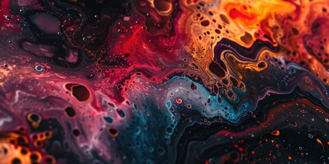 A detailed view of a liquid painting on a surface. This versatile image can be used for various artistic and creative projects