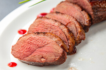 duck breast fried meat second course meat poultry tasty fresh healthy eating cooking appetizer meal food snack on the table copy space food