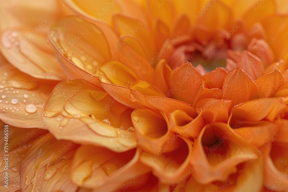 Poster An orange flower with sparkling water droplets, perfect for adding a touch of freshness and vibrancy to any project