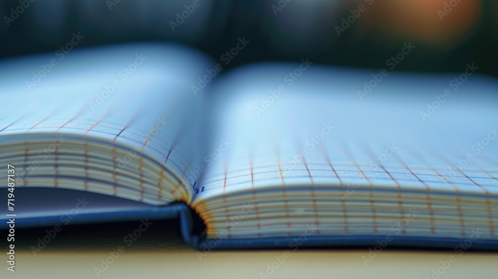Poster a close up of an open book on a table. suitable for educational and literary themes