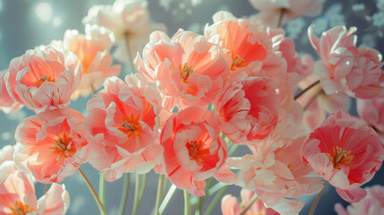 Delicate pink flowers in bloom, creating a beautiful, soft display.