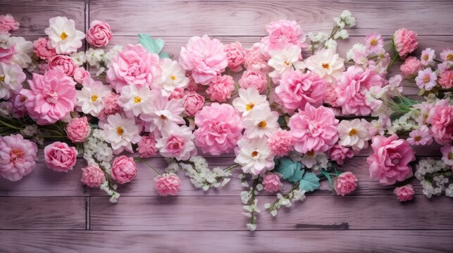 a beautifully crafted bouquet of flowers, strategically leaving ample copy space to serve as an inviting canvas for personalized greetings or well-wishes.