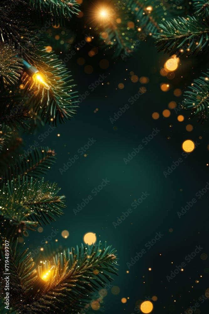 Aufkleber a detailed shot of a christmas tree adorned with twinkling lights. perfect for adding a festive touc