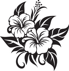 Dusky Fern Symphony Vectorized Tropical BloomsShadowed Tropic Rhapsody Black Floral Collection