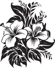 Eclipse Orchid Symphony Black Tropical Vector ArtLuminous Noir Fantasia Vectorized Tropical Blooms