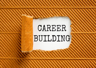 Career building symbol. Concept words Career building on beautiful white paper. Beautiful brown paper background. Business, motivational career building concept. Copy space.