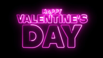 Happy Valentine's Day text font with neon light. Luminous and shimmering haze inside the letters of the text Valentines Day. Valentine's Day neon sign.
