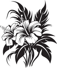 Sable Tropic Symphony Black Floral Vector FloraTwilight Orchid Melody Vectorized Tropical Serenity