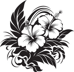 Graphite Fern Oasis Vectorized Floral FloraEclipse Tropic Symphony Black Floral Vector Serenity
