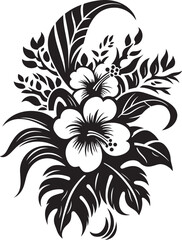 Twilight Orchid Melody Vectorized Tropical SerenityMoonlit Noir Symphony Black Floral Vector Harmony