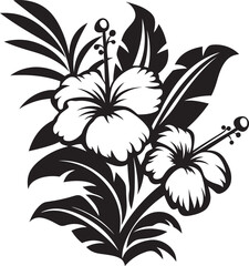Midnight Hibiscus Harmony Vectorized Floral SerenitySable Botanical Melody Black Floral Vector Flora