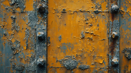 Close Up of Rusted Metal Surface With Peeling Paint and Corrosion