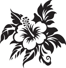 Luminous Tropic Rhapsody Vectorized Floral HarmonyInkbrush Orchid Oasis Black Floral Vector Enchantment