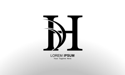 Letter H Logo Design Vector with Curved Swoosh Lines and Creative Look.