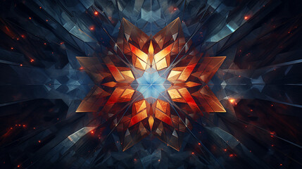 Geometric patterns kaleidoscope colorful background fire metal symmetrical