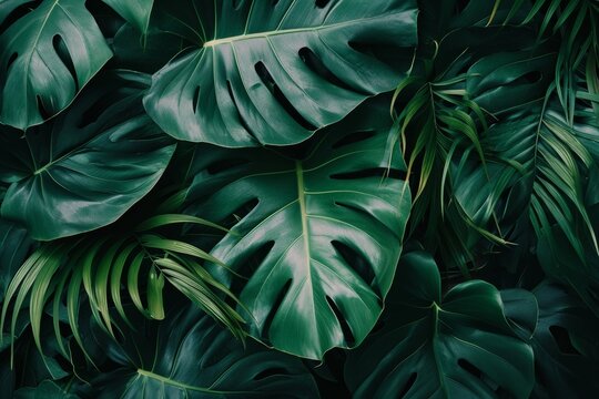 Exploring The Origins And Background Of Dark Green Tropical Leaves Group © Anastasiia