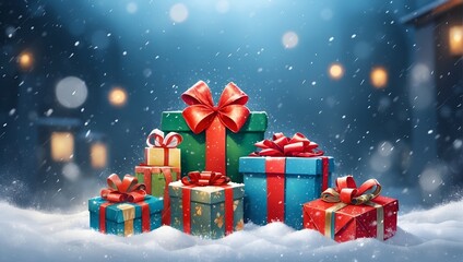 christmas background with gift boxes