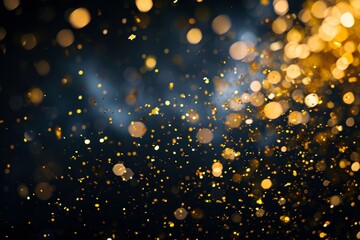 Glamorous Gold Glitter On A Stylish Black Background With Pop Of Yellow