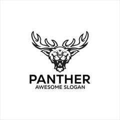  panther simple mascot Abstract logo design illustration  