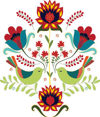 Hungarian Folk Design. Traditional embroidery flower and motif design.