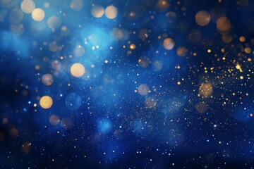Fototapeta na wymiar Dynamic, Festive Abstract Background With A Stunning Blend Of Blue, Gold, And Sparkling Particles
