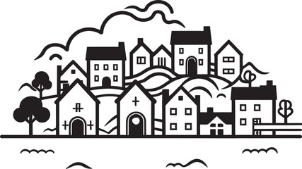 Ethereal Essence Vectorized Village CharmGothic Grayscape Dark Vector Villages